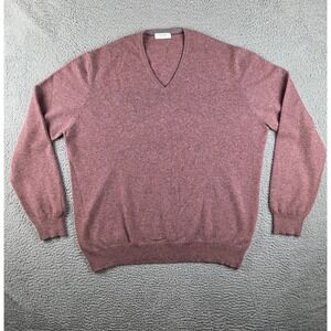 Gran Sasso Sweater Mens 2XL Heathered Red Cashmere V Neck Knit Italy Soft